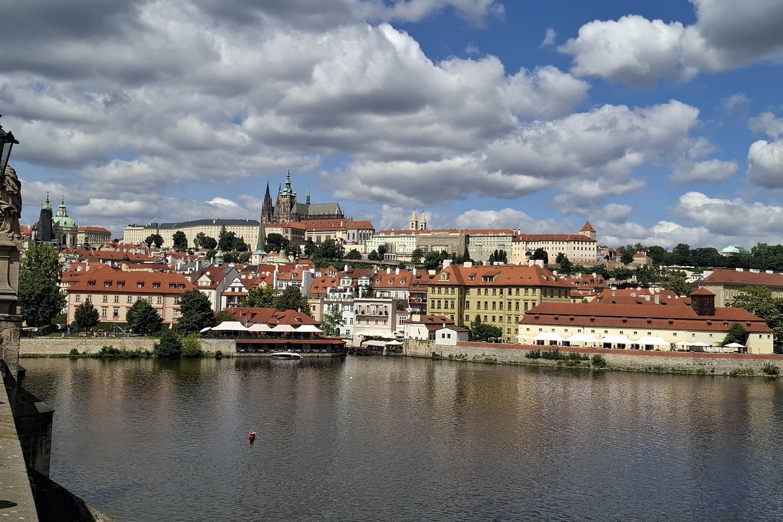 Prague Castle and St Vitus Cathedral rising above the Vltava river