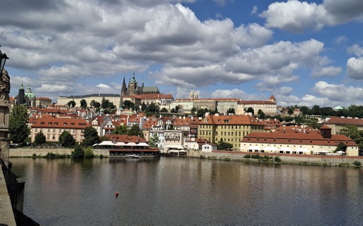 Prague Castle and St Vitus Cathedral rising above the Vltava river