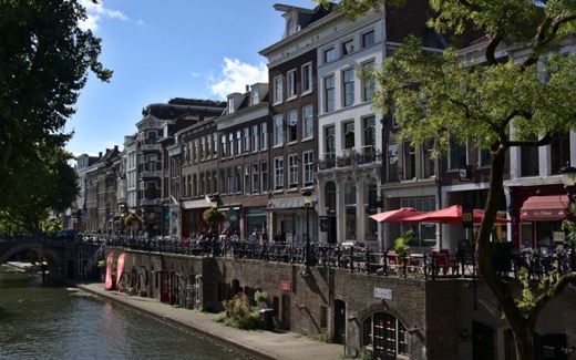 Historic canal-side houses along the Oudegracht in central Utrecht